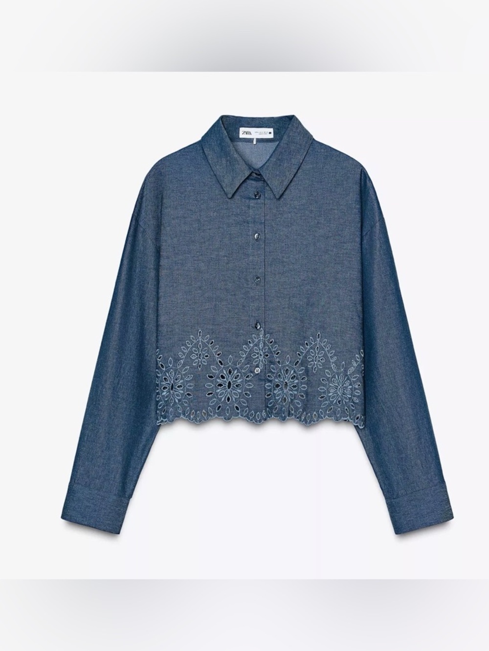 ZARA EMBROIDERED EYELET CROPPED SHIRT NWT SIZE M